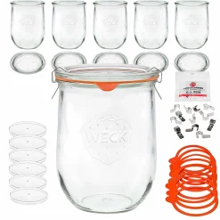 Fermentiergläser & Zubehör|Vasen|WECK-Tulpenglas 1062 ml mit Klarsichtdeckel, 6er Set