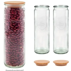 Aufbewahren|Windlichter Und Kerzengläser|WECK-Zylinderglas  600 ml mit Holzdeckel, 3er Set