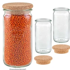 Aufbewahren|Windlichter Und Kerzengläser|WECK-Zylinderglas  340 ml mit Pilzkorken, 3er Set