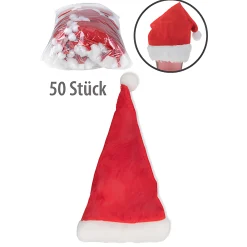 Deko|Besonderes Und Witziges|Weihnachtsmütze 9 x 17,5 cm, 50 Stück