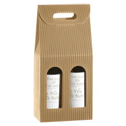 Weinflaschen-Verpackungen|Weinflaschenkarton 2er mit Fenster natur