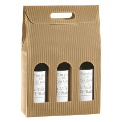 Weinflaschen-Verpackungen|Weinflaschenkarton 3er mit Fenster natur