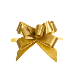 Deko|Geschenkbänder Und Schleifen|Ziehschleife Paperlook metallic ca. 50 mm, gold, 10 Stück